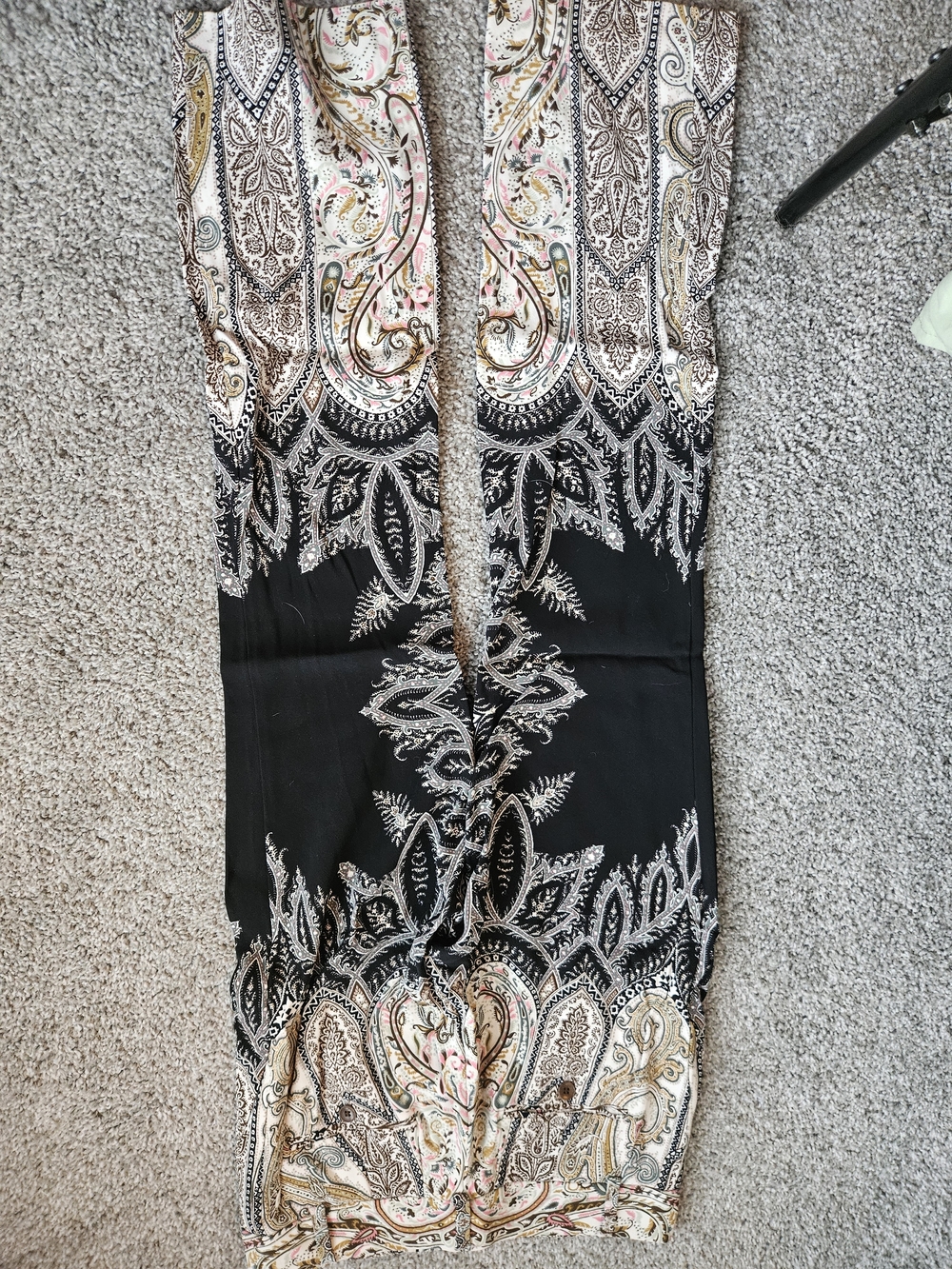 Etro Black, Cream & Pink Paisley Wide-Leg Pants - Picture 2 of 4